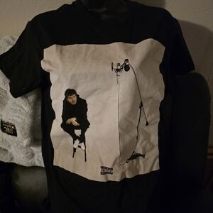 Harlow Black Tee with Artistic Microphone Print